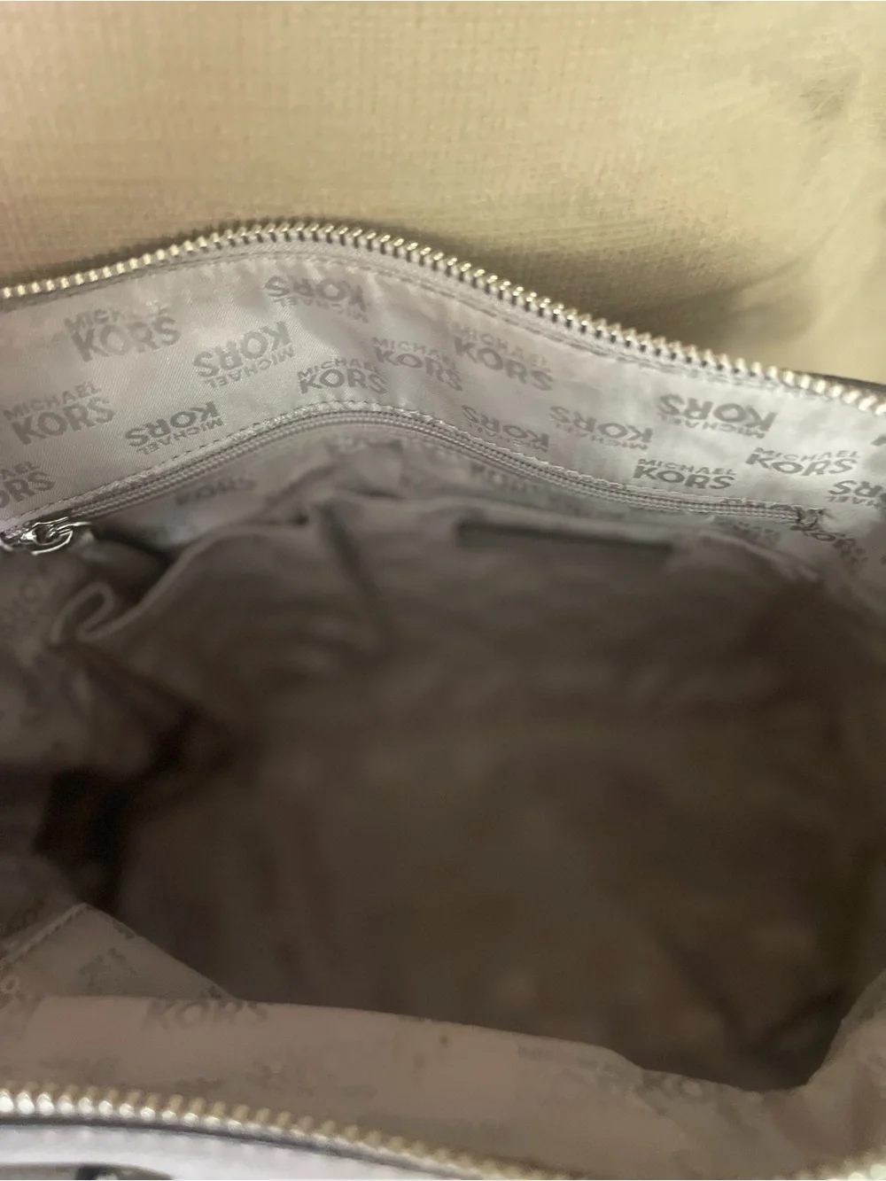 Michael Kors Light Gray Saffiano Dome Satchel